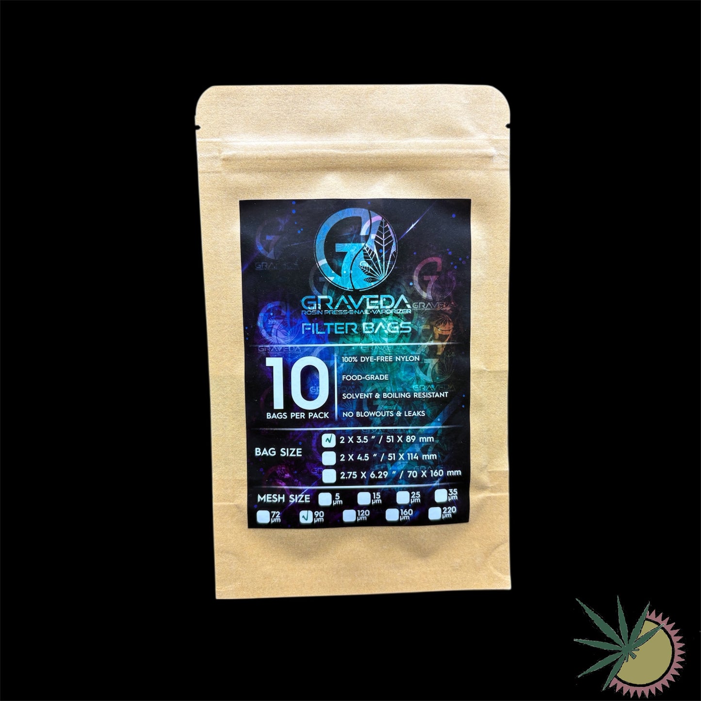 Graveda Rosin Bags – Wiederverwendbare Filterbeutel zur Herstellung von Rosin aus medizinischem Nylon nach Ph. Eur. 3.1.5 (zertifiziertem Medizin-Nylon) 51x89mm - verschiedene Maschenweiten