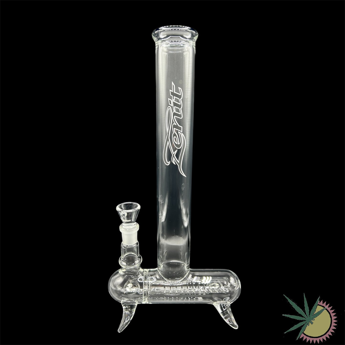 Zenit Bong 18.8er Schliff "Inlinebong/Querrohr" Schwarz-Weißes Logo 3.5mm 40cm