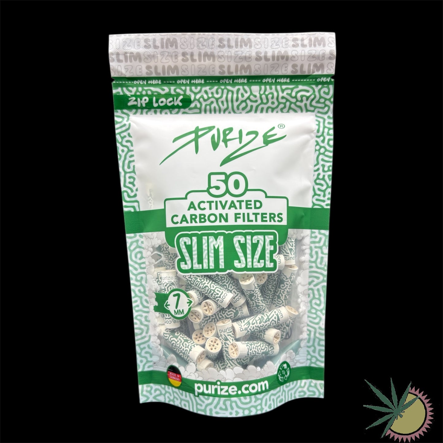 Purize Aktivkohlefilter Ø7mm Slim 1 Packung á 50 Stück Weiß