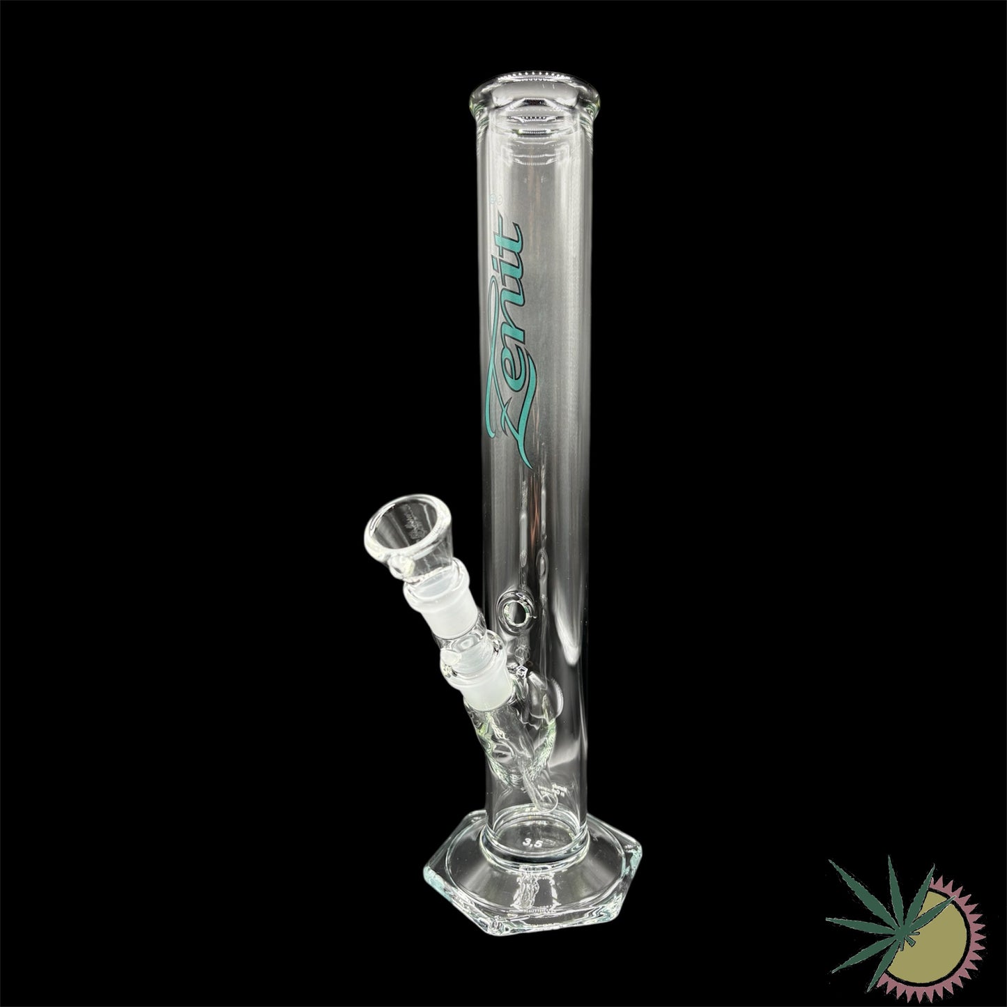 Zenit Bong 500er 18.8er Türkises Logo 3.5mm 38cm Kickloch