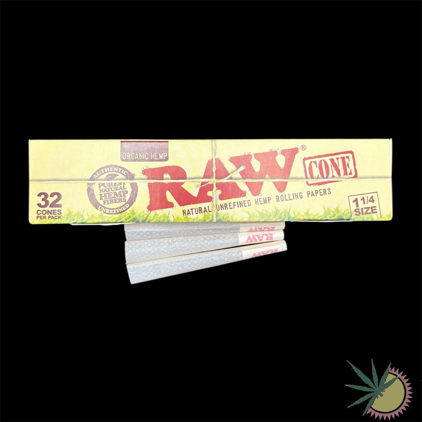 RAW Organic Hemp Cones Hülsen 1 1/4 Queen Size aus Hanf 1 Packung á 32 Stück