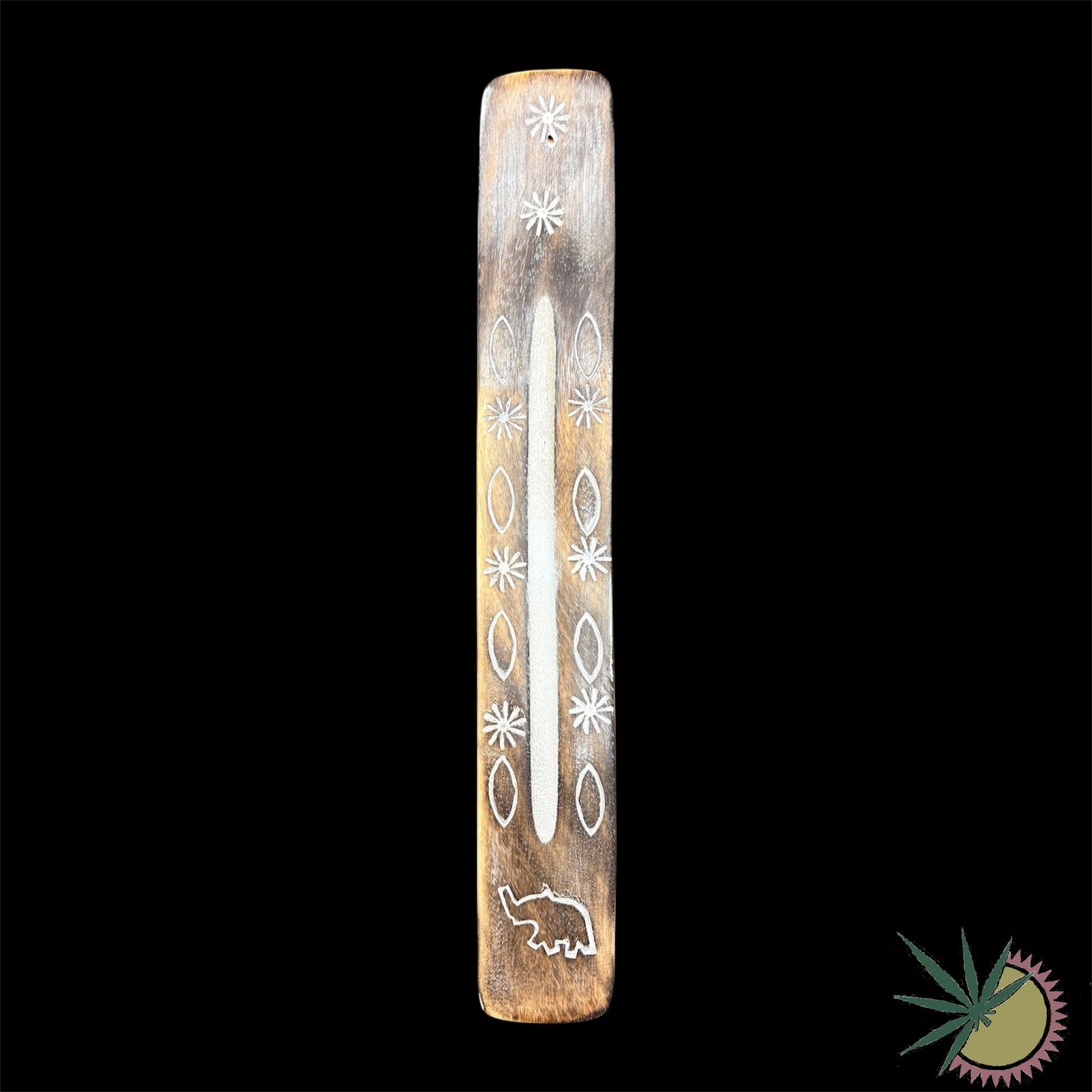 Halterung für Räucherstäbchen aus Holz mit Verzierungen aus Messing 2 verschiedene Motive