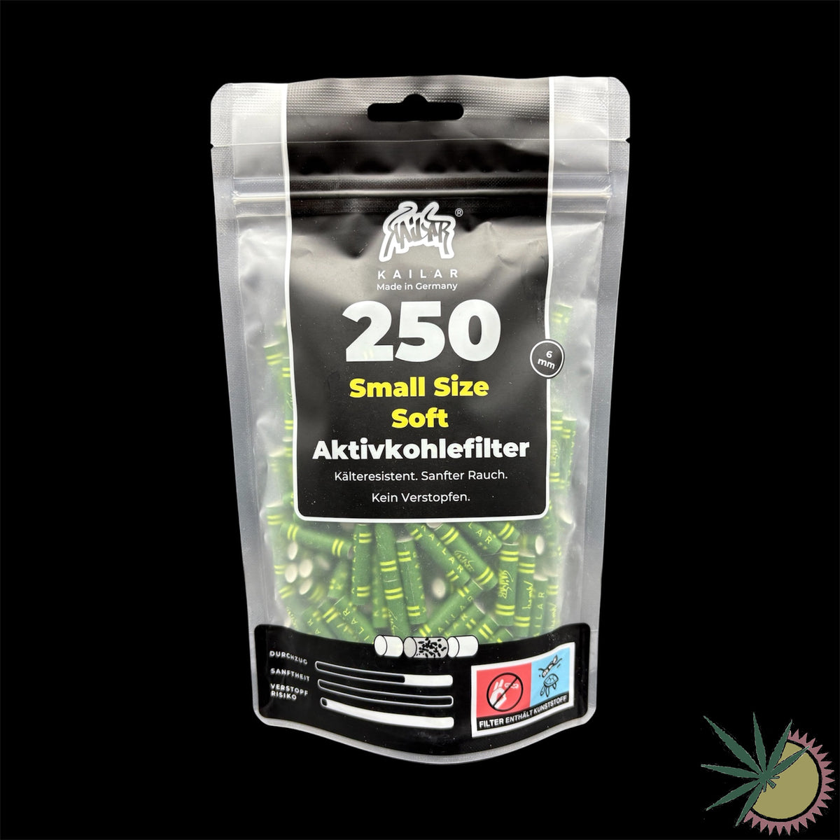 Kailar Zellstoff-Aktivkohlefilter Ø6mm 1 Packung á 250 Stück verschiedene Farben