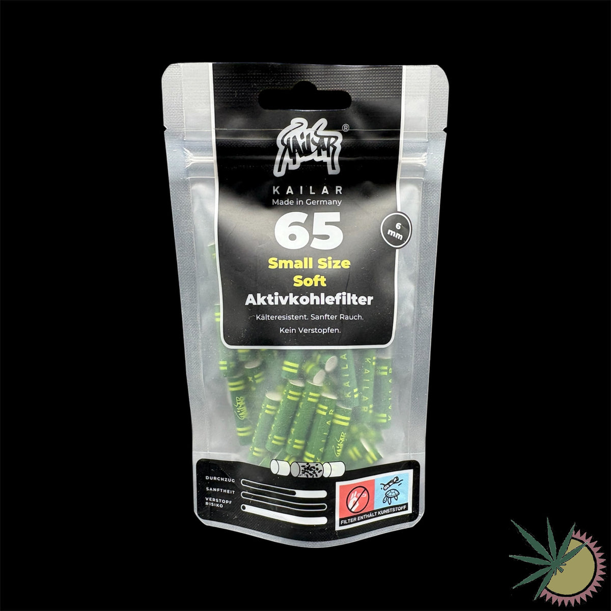 Kailar Zellstoff-Aktivkohlefilter Ø6mm 1 Packung á 65 Stück verschiedene Farben