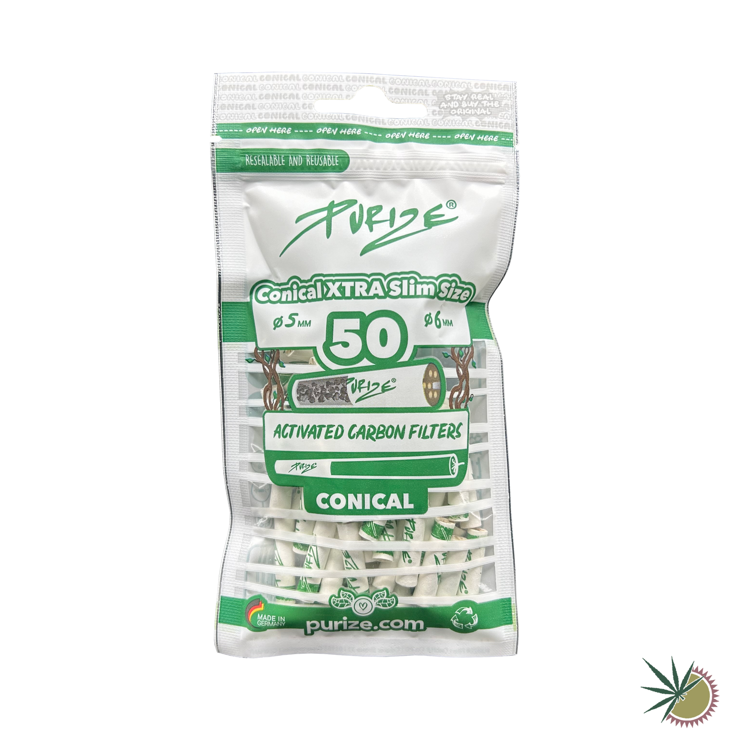 Purize Aktivkohlefilter Conical/Konisch Ø5mm > Ø6mm 1 Packung á 50 Stück