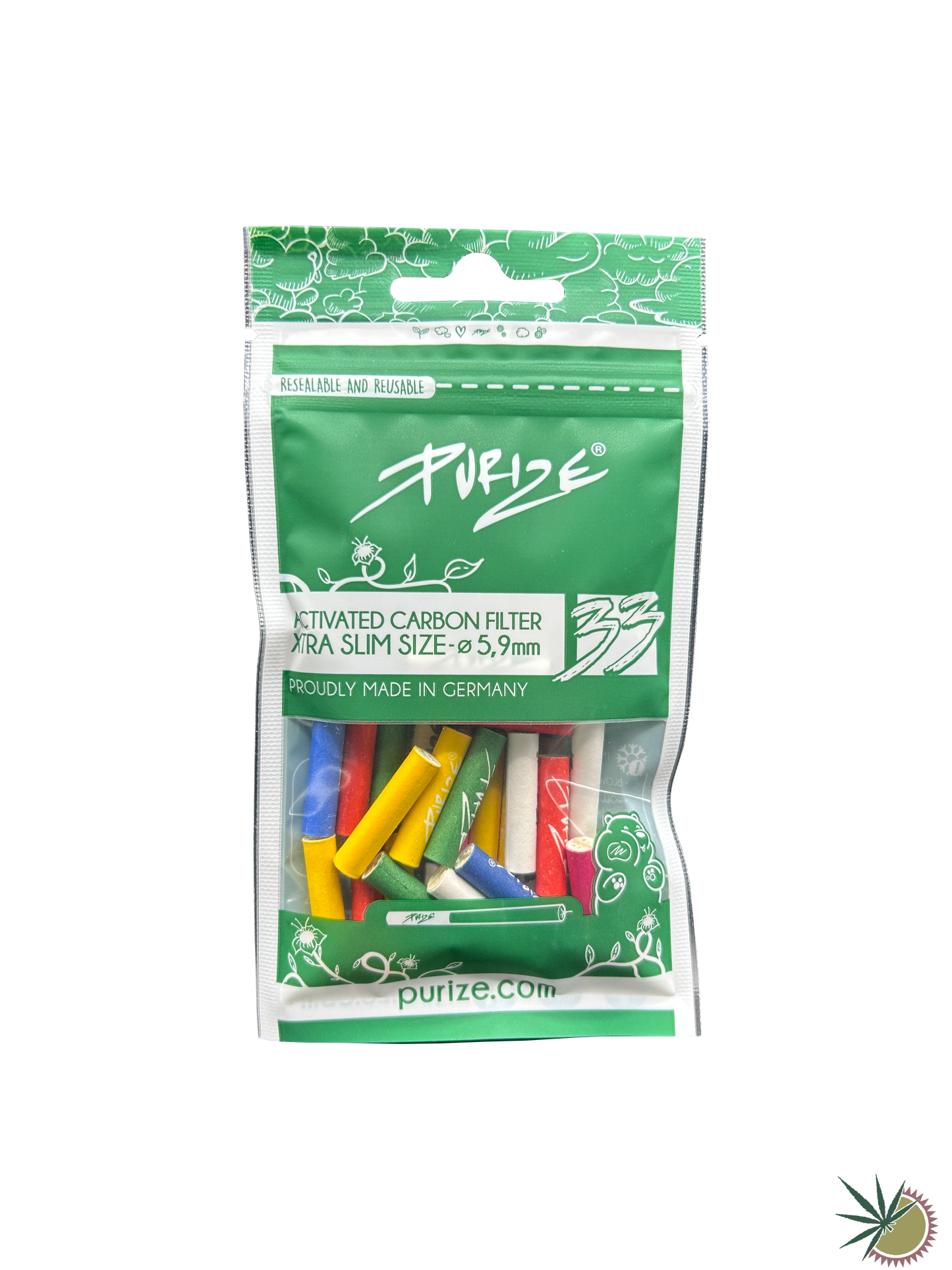 Purize Aktivkohlefilter Ø6mm Xtra Slim 1 Packung á 33 Stück gemischte Farben