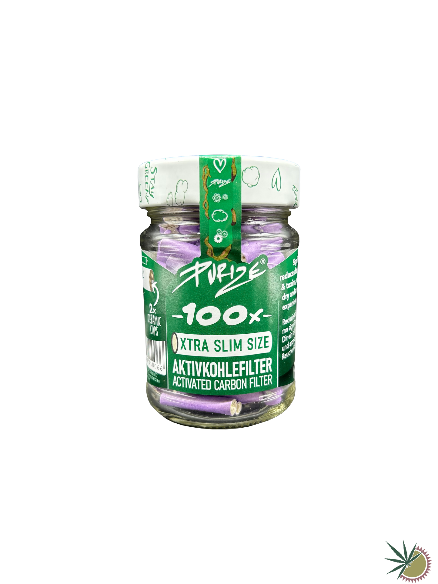 Purize Aktivkohlefilter Ø6mm Xtra Slim 100 Stück im Schraubdeckelglas - verschiedene Farben
