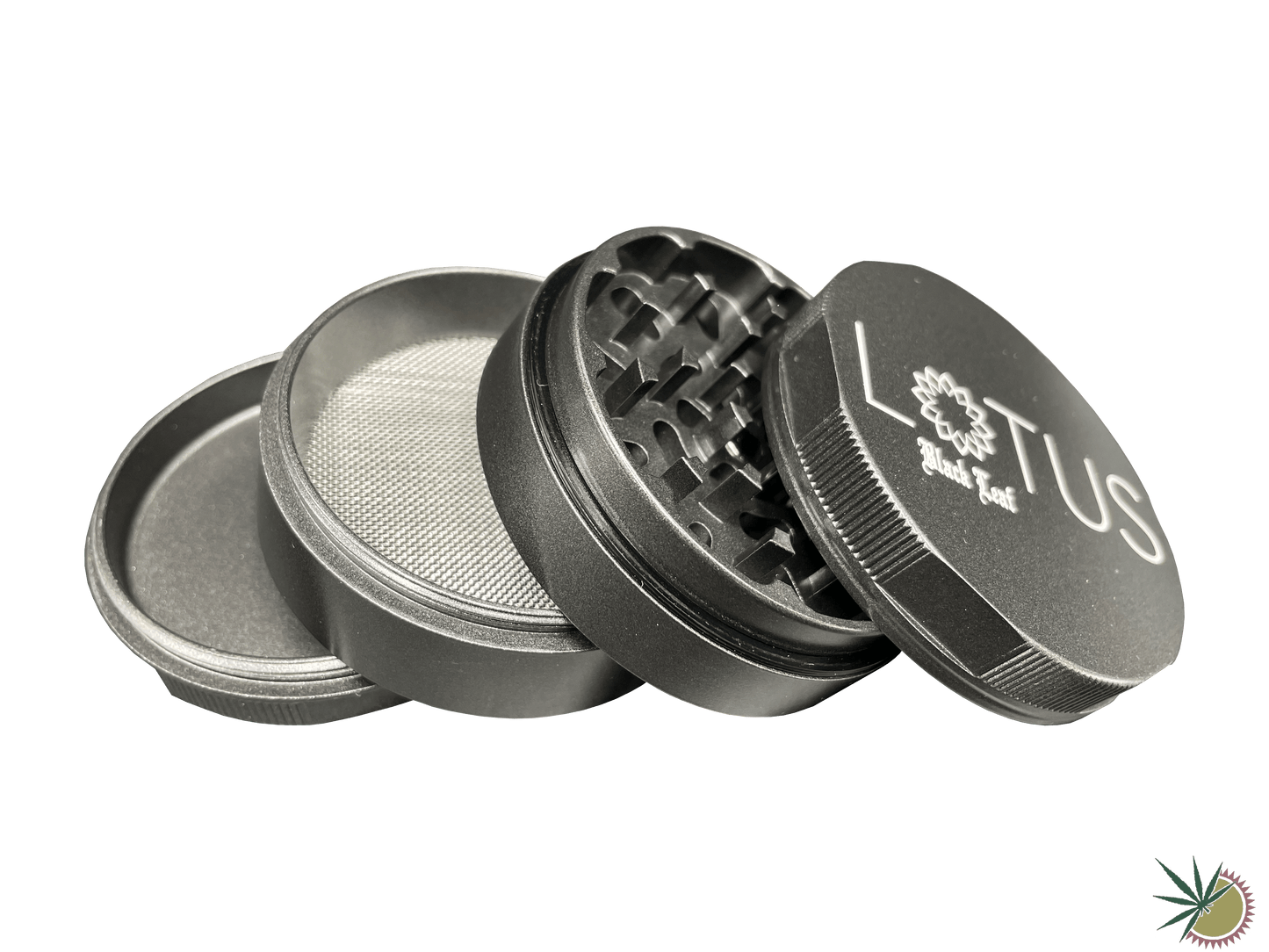 Grinder 4-teilig "Black Leaf Lotus" Ø63mm mit Keramikbeschichtung - THC Headshop