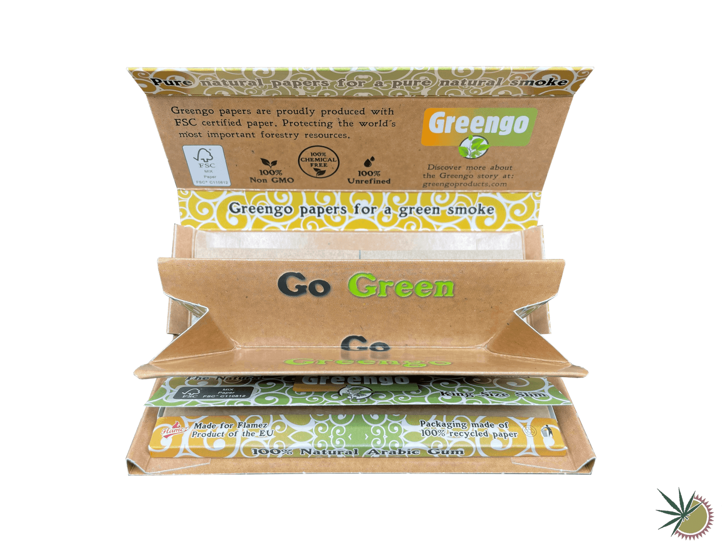 Greengo Longpapers 3in1 ungebleicht + Tips + Mischschale King Size Slim - THC Headshop