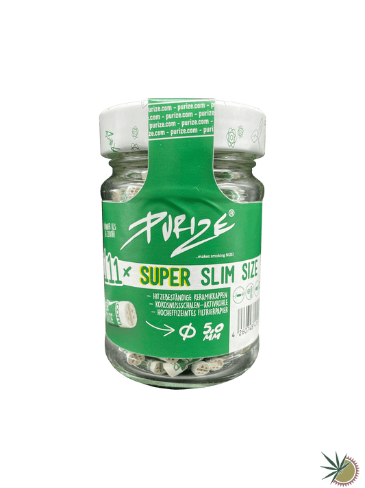 Purize Aktivkohlefilter Ø5mm Super Slim 111 Stück im Schraubdeckelglas - THC Headshop