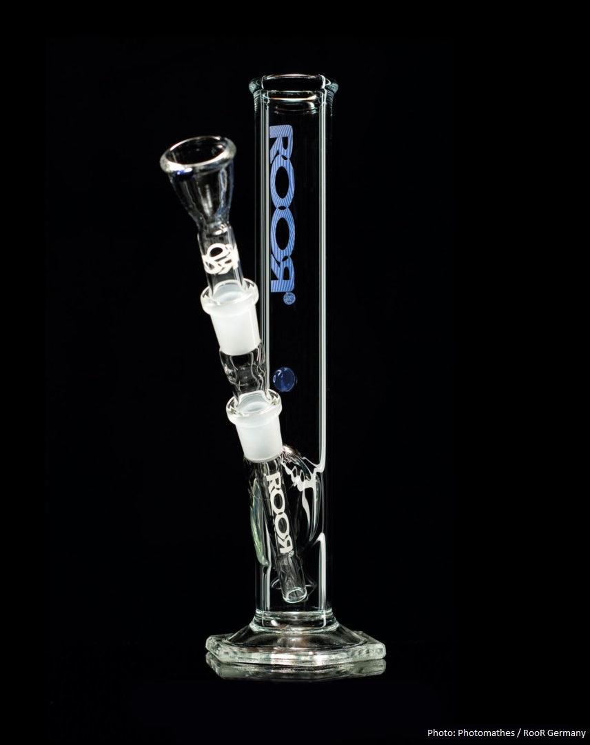 RooR Bong 100 Blau 14.5er Schliff 2mm 24cm Kickloch - THC Headshop