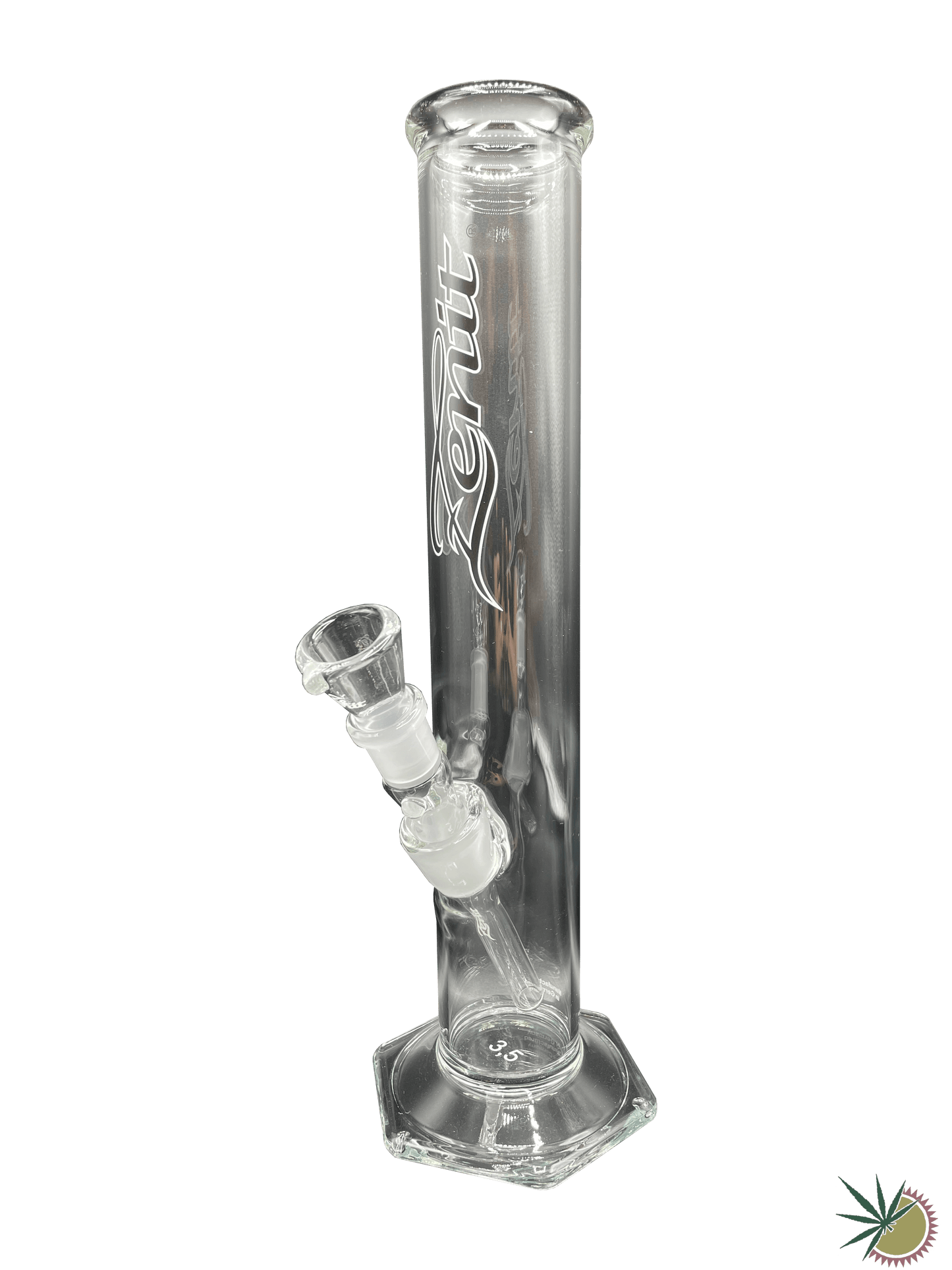 Zenit Bong 18.8er Schliff "500er" Schwarzes Logo 3.5mm 36cm Mega-Cut - THC Headshop