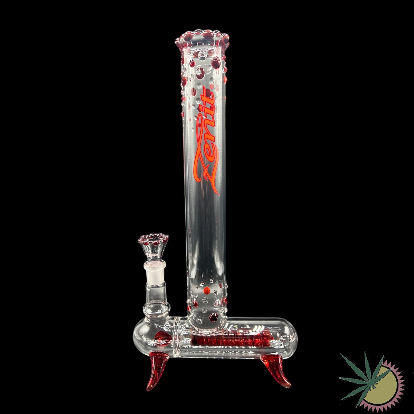 Zenit Bong Custom 18.8er Schliff "Inlinebong/Querrohr Rot" 3.5mm 41cm