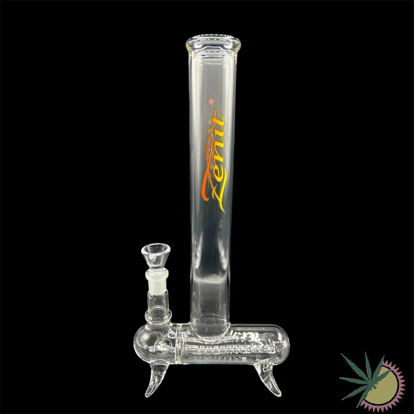 Zenit Bong 18.8er Schliff "Inlinebong/Querrohr" Rot-Gelbes Logo 3.5mm 40cm