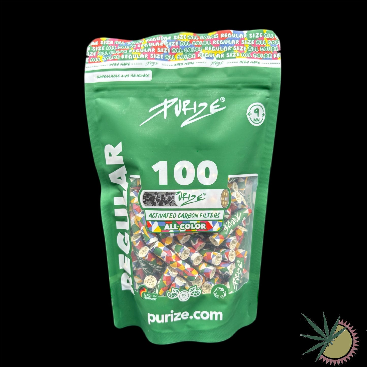 Purize Aktivkohlefilter Ø9mm Regular 1 Packung á 100 Stück verschiedene Farben