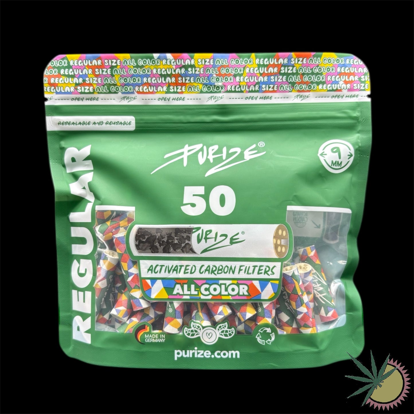 Purize Aktivkohlefilter Ø9mm Regular 1 Packung á 50 Stück verschiedene Farben