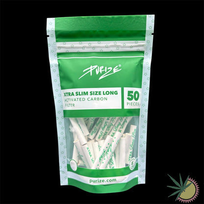 Purize Aktivkohlefilter Ø6mm Xtra Slim Long Size 1 Packung á 50 Stück Weiß