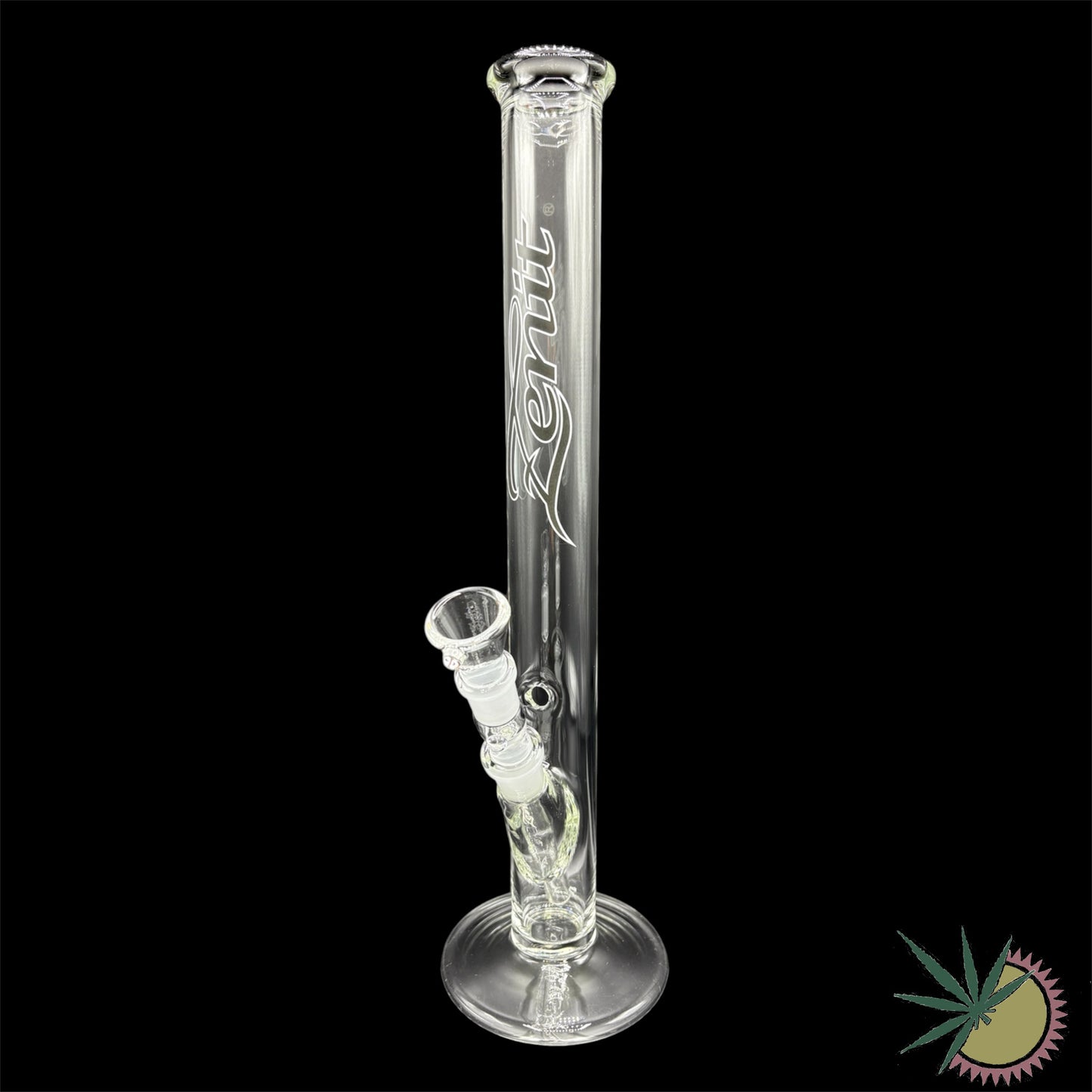 Zenit Bong 18.8er Schliff Schwarzes Logo 5mm 45cm Kickloch Rundfuß