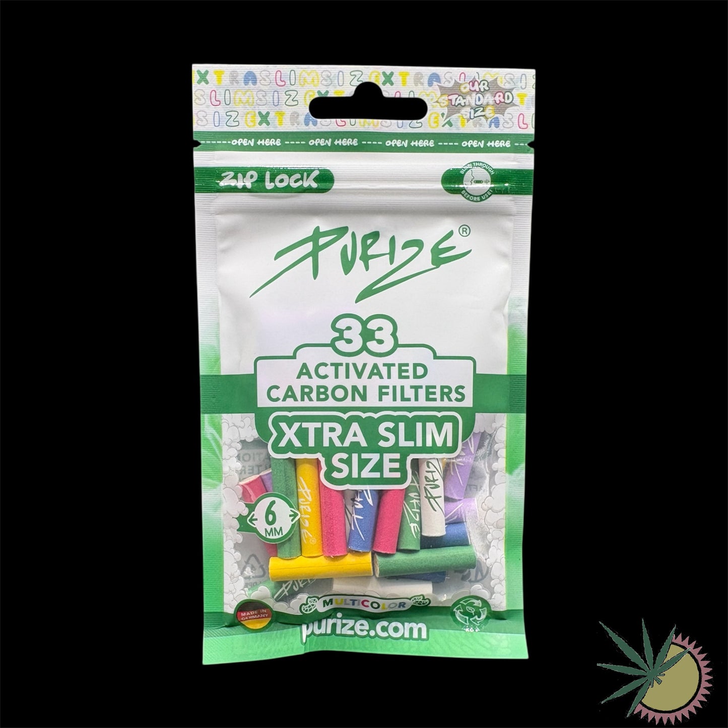 Purize Aktivkohlefilter Ø6mm Xtra Slim 1 Packung á 33 Stück gemischte Farben