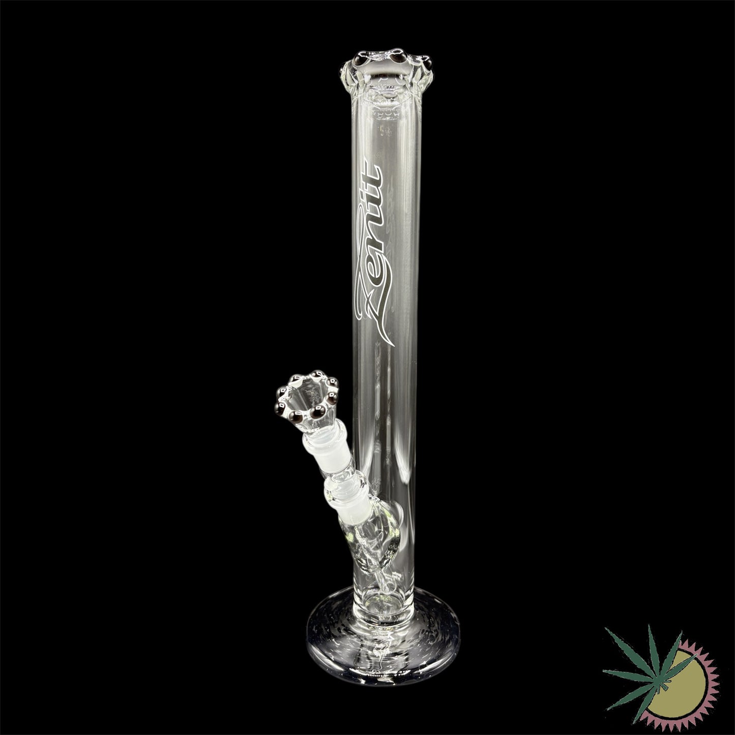 Zenit Bong Custom 18.8er Schliff Schwarzes Logo 5mm 40cm Rundfuß