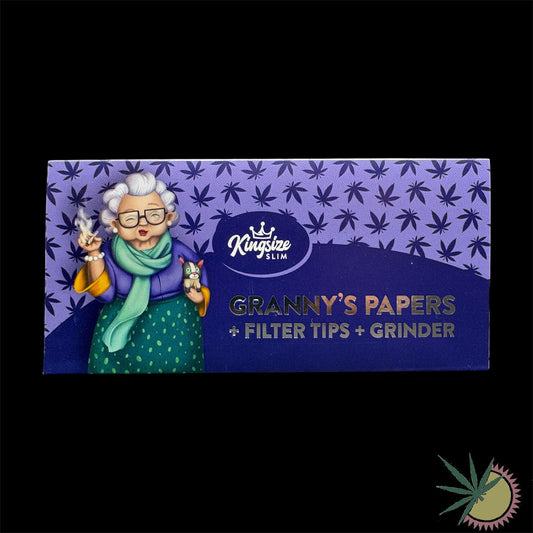 Grannys Weed Unbleached Longpapers King Size Slim + Filtertips + Mischschale + Grindercard