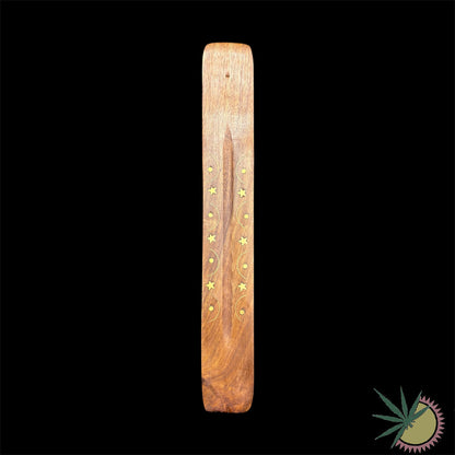 Halterung für Räucherstäbchen aus Holz mit Verzierungen aus Messing 2 verschiedene Motive
