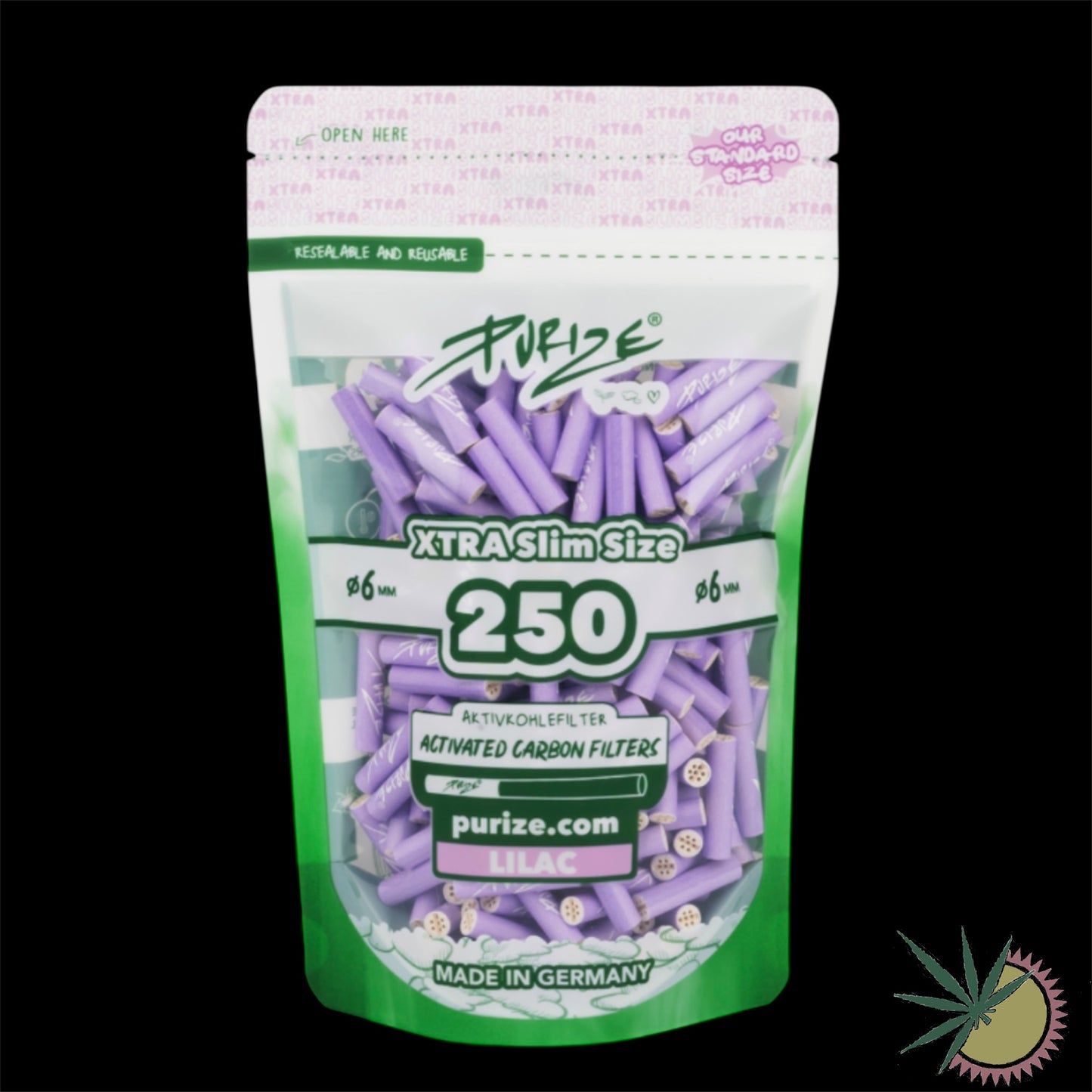 Purize Aktivkohlefilter Ø6mm Xtra Slim 1 Packung á 250 Stück verschiedene Farben