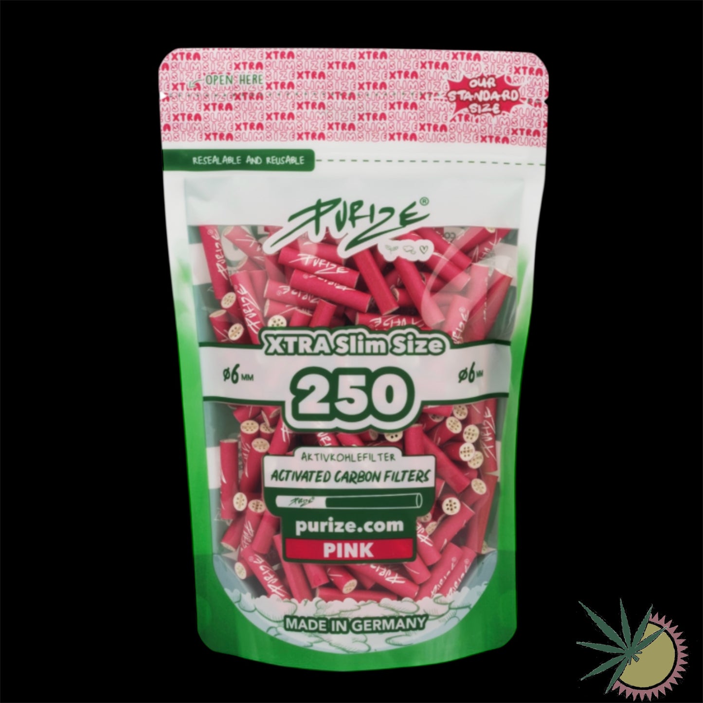 Purize Aktivkohlefilter Ø6mm Xtra Slim 1 Packung á 250 Stück verschiedene Farben