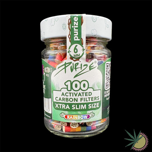 Purize Aktivkohlefilter Ø6mm Xtra Slim 100 Stück im Schraubdeckelglas - verschiedene Farben