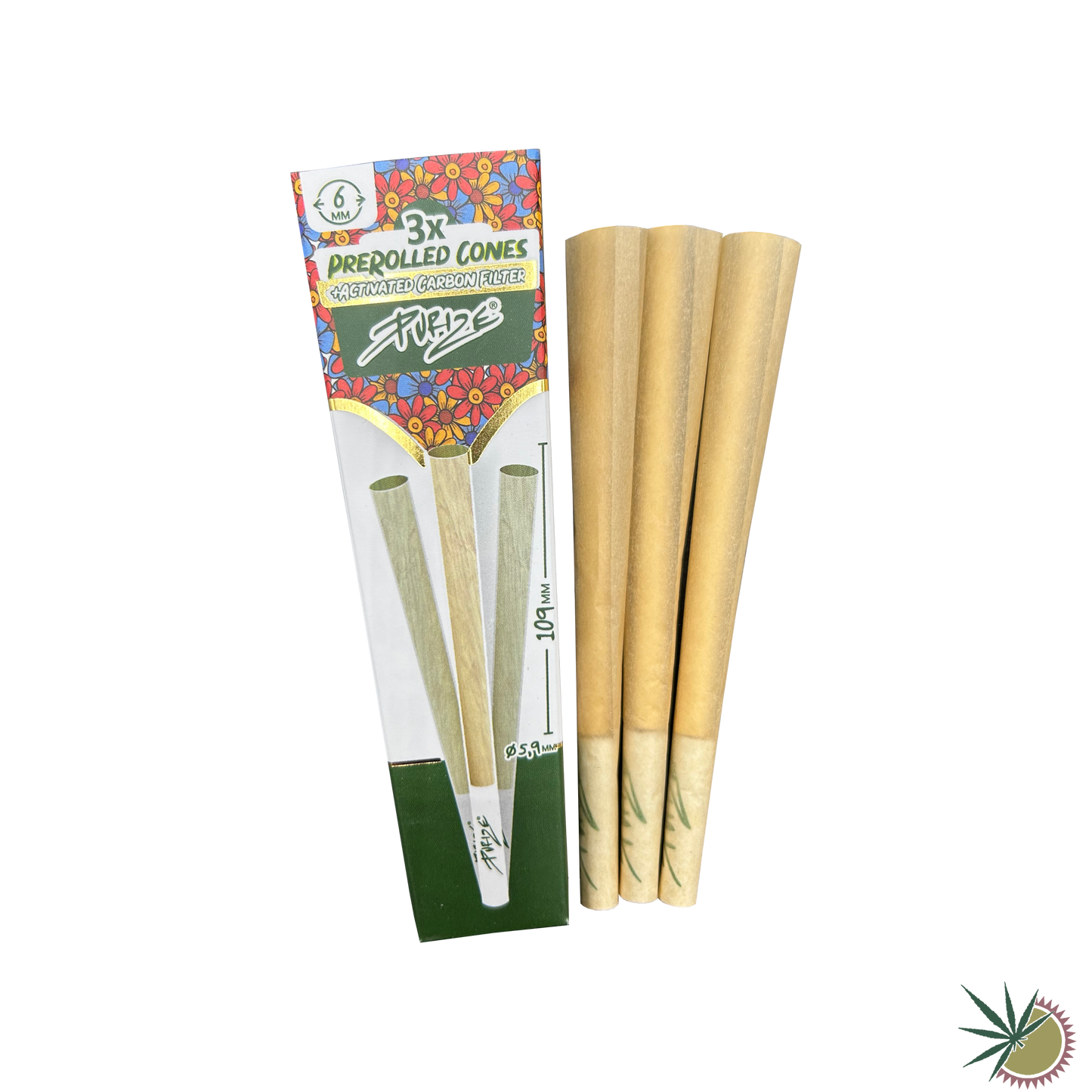 Purize Cones Hülsen mit Xtra Slim 6mm Aktivkohlefilter King Size Slim 1 Packung á 3 Cones Hülsen