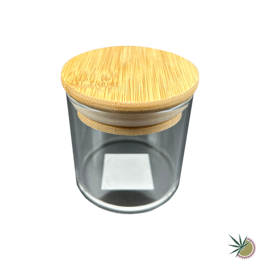 Glasdose mit Bambusdeckel rund 7cm hoch