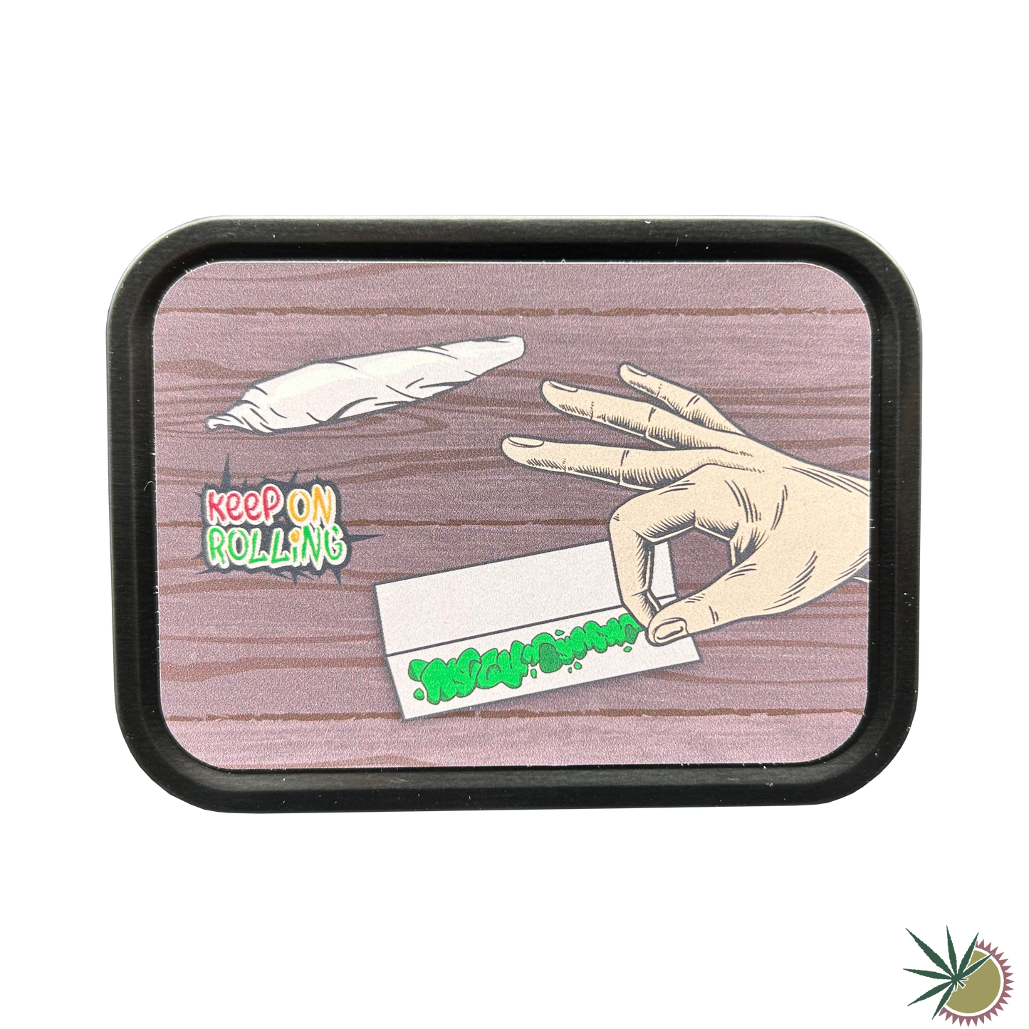 Metalldose "Keep on Rolling" breit rechteckig 11x8x2.5cm