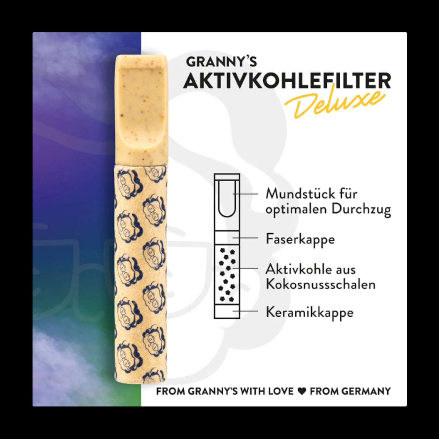 Grannys Weed Hybrid Aktivkohlefilter Deluxe Ø6mm mit Mundstück 1 Packung á 50 Stück