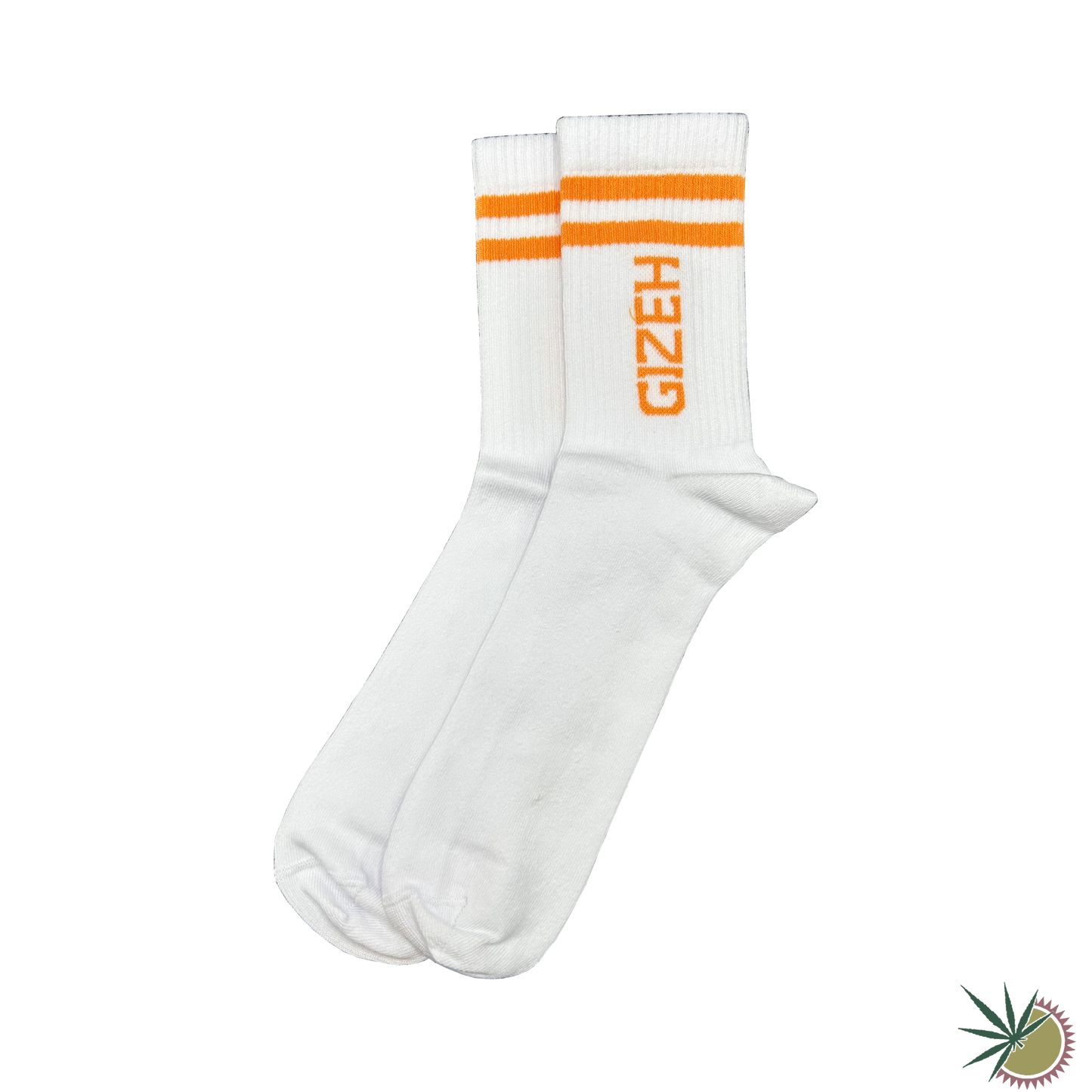 Socken Gizeh weiß mit orangenem Gizeh-Logo verschiedene Größen