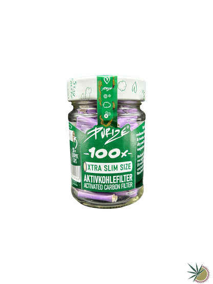 Purize Aktivkohlefilter Ø6mm Xtra Slim 100 Stück im Schraubdeckelglas - verschiedene Farben