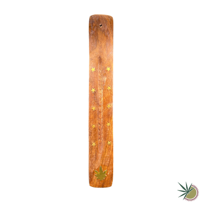 Halterung für Räucherstäbchen aus Holz mit Verzierungen aus Messing 2 verschiedene Motive