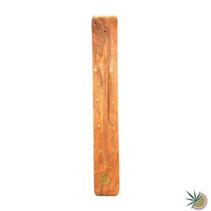 Halterung für Räucherstäbchen aus Holz mit Verzierungen aus Messing 2 verschiedene Motive