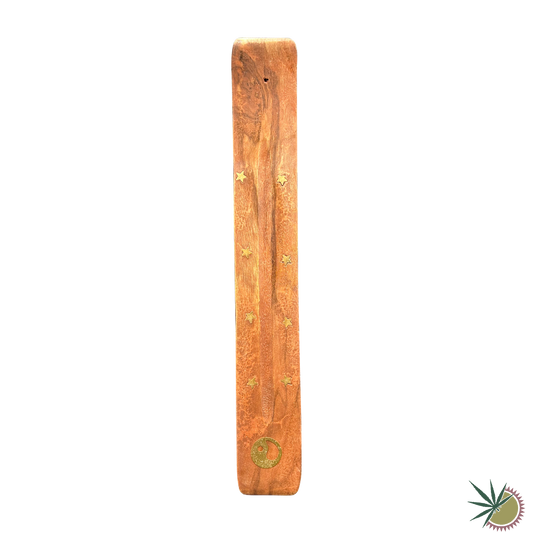 Halterung für Räucherstäbchen aus Holz mit Verzierungen aus Messing 2 verschiedene Motive