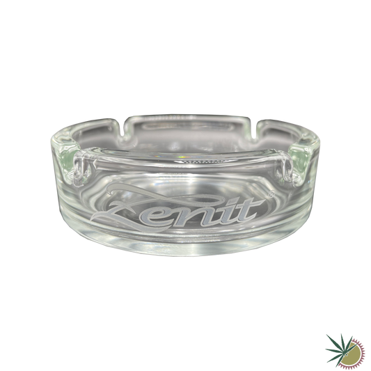 Zenit Aschenbecher Ø10.5cm aus Glas mit sandgestrahltem Zenit Logo