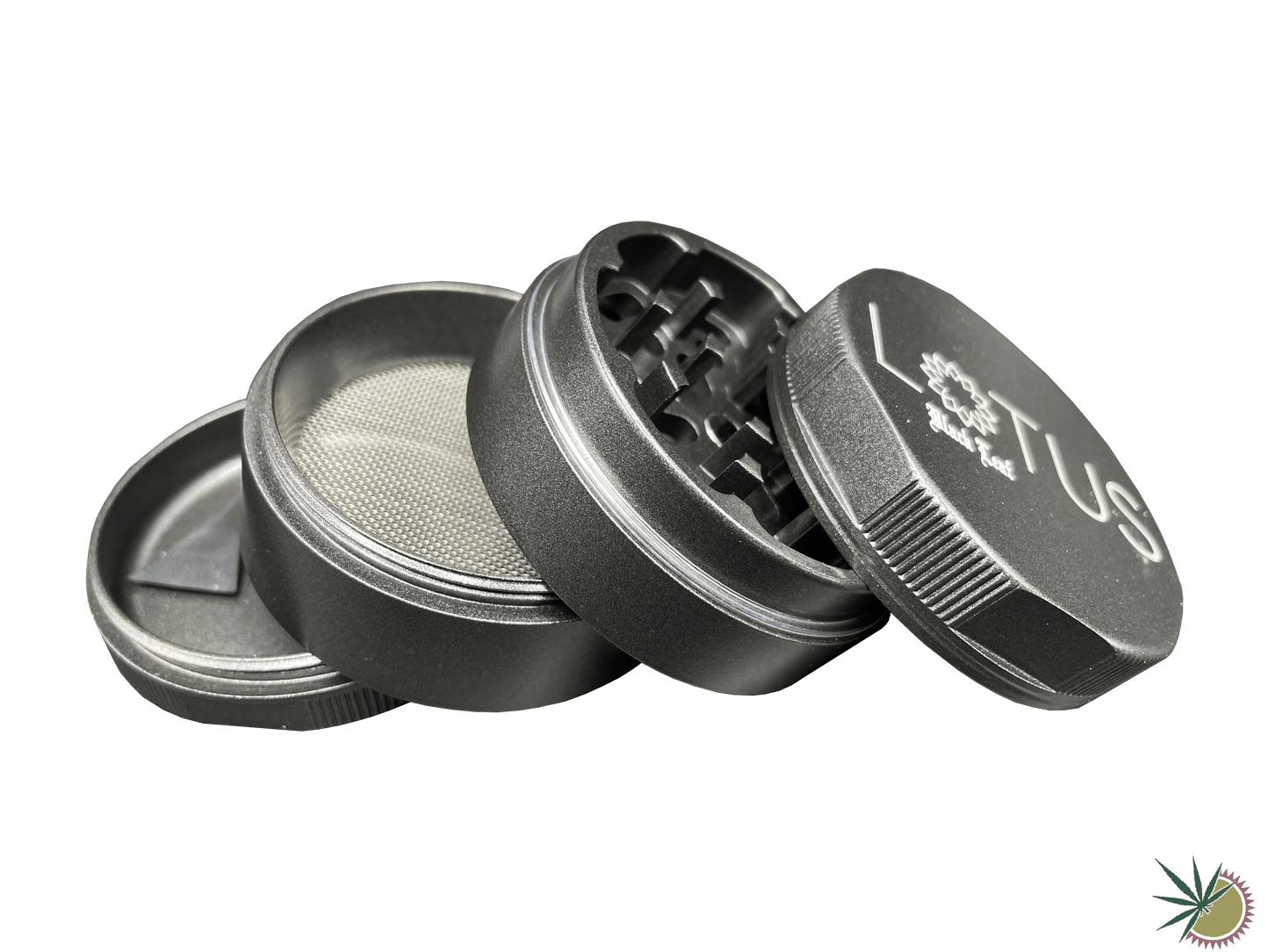 Grinder 4-teilig "Black Leaf Lotus" Ø50mm mit Keramikbeschichtung - THC Headshop