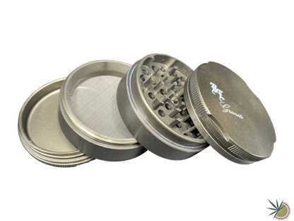 Grinder 4-teilig "Black Leaf Granite" Ø63mm aus gehärtetem Metall - THC Headshop