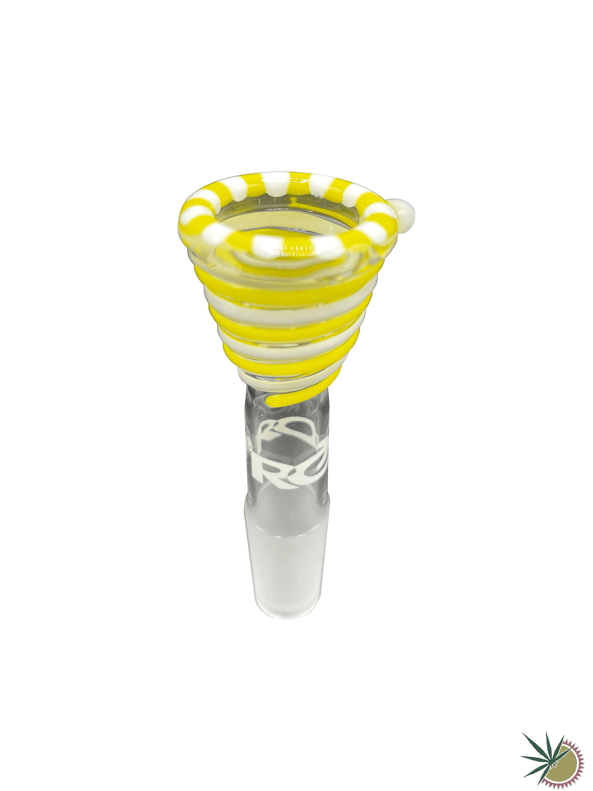 RooR Bongkopf "Gelb-weißes Rasta & Gelb-weißer Spiralnebel" 14.5er Schliff - THC Headshop