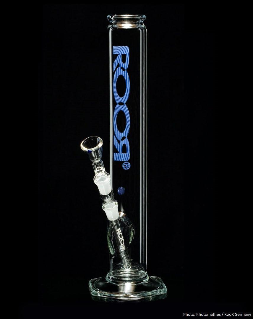 RooR Bong 500 Blau 14.5er Schliff 3mm 37cm Kickloch - THC Headshop