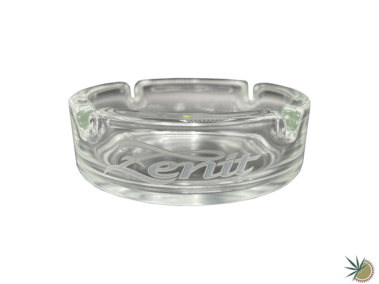 Zenit Aschenbecher Ø10.5cm aus Glas mit sandgestrahltem Zenit-Logo - THC Headshop