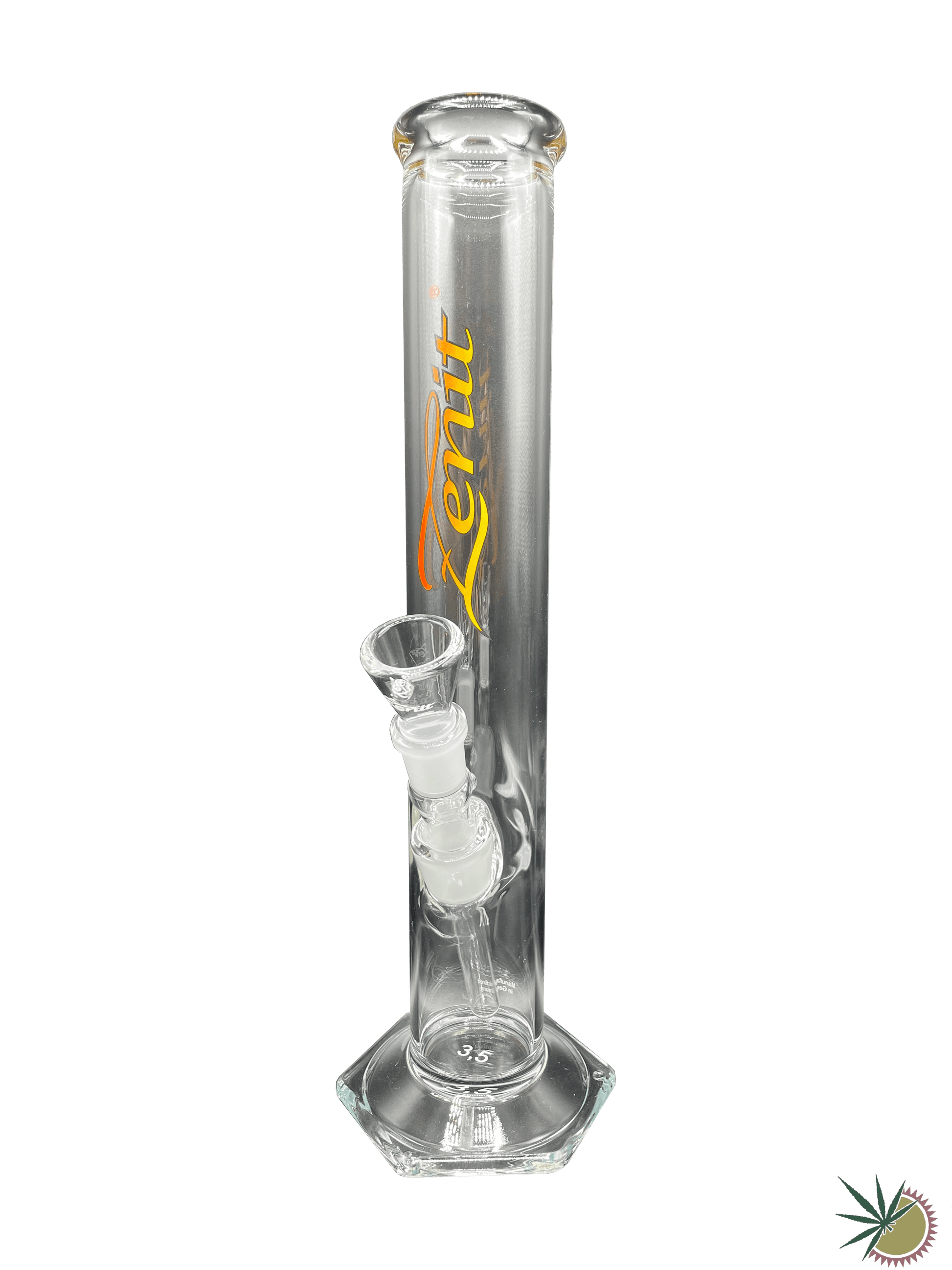 Zenit Bong 18.8er Schliff "500er" Rot-gelbes Logo 3.5mm 37cm Mega-Cut - THC Headshop